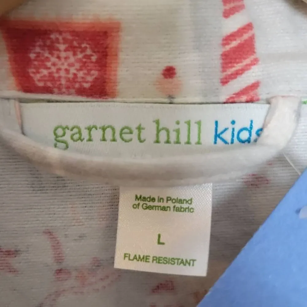 Garnet Hill Kids Flannel Pajama Top NWT Large Youth Button Down Candy Cane Llama